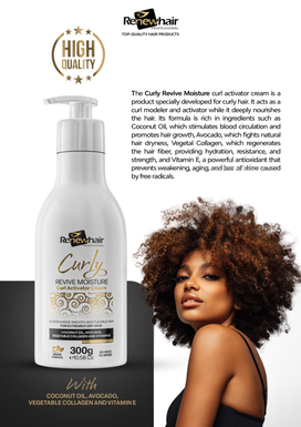 Leaflet for Renew Hair Professional Curly Revive Moisture curl activator cream with description and model